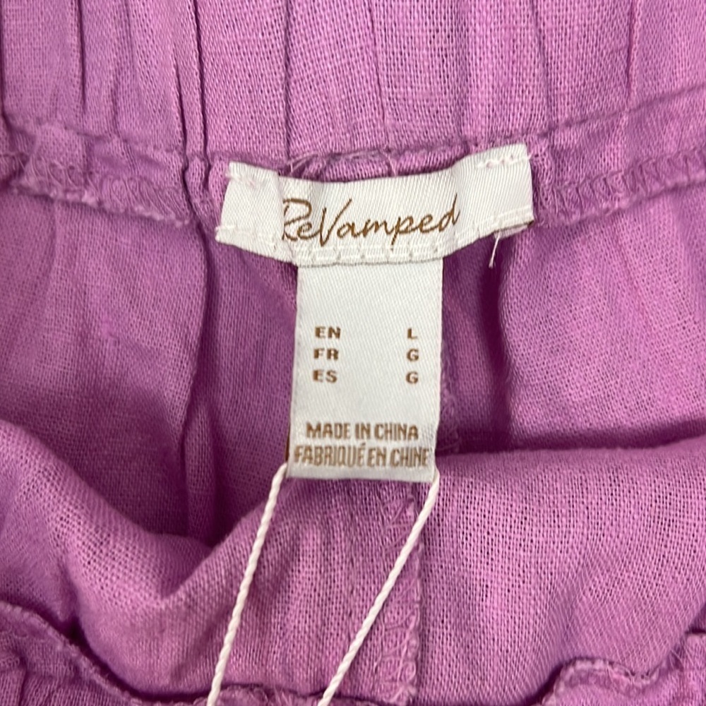 New! Revamped lilac linen blend shorts with tie waist Large - Picture 3 of 10